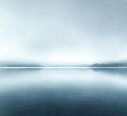 Fototapeta premium Serene lake scene, misty morning