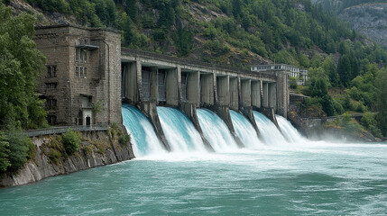 Hydroelectric Dam in Switzerland A Powerful Structure Generating Clean Energy in a Mountainous Landscape