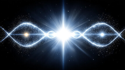 Bright Light Burst with Interconnected Network Lines in a Dark Space for Technology Concept