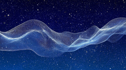 Abstract Wavy Pattern of Light Blue Dots Against a Dark Blue Starry Background for Digital Art