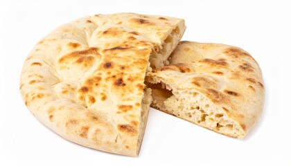 Pita bread with pocket open isolated on white background with clipping path for Middle Eastern cuisine or healthy snack concept