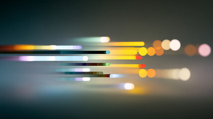 Blurred Motion of Light Streaks with Bokeh Effects on a Dark Background for Speed and Technology