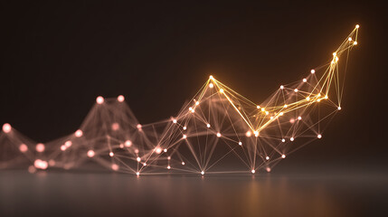 Abstract Network Connection Graph with Glowing Nodes on Dark Background for Data Analysis and Innovation