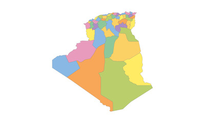 Obraz premium Multicolor Map of Algeria with Provinces