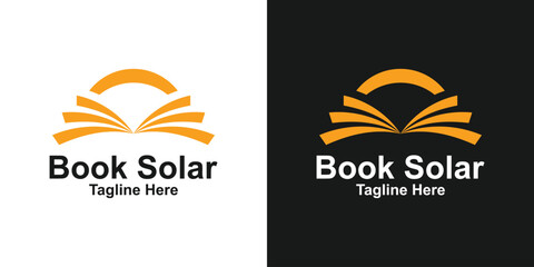 logo design combination book and sun,education,solar,energy,study,logo design creative elegant.