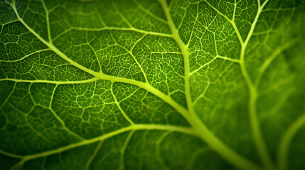 Detailed Close Up of a Green Leaf with Intricate Vein Patterns in a Lush Outdoor Environment
