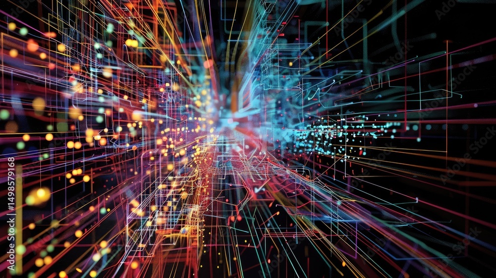 Poster this vivid abstract image illustrates a dynamic data visualization concept featuring ai elements. th