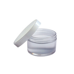 Clear Plastic Jar with White Lid, Open, Skincare Packaging Mockup