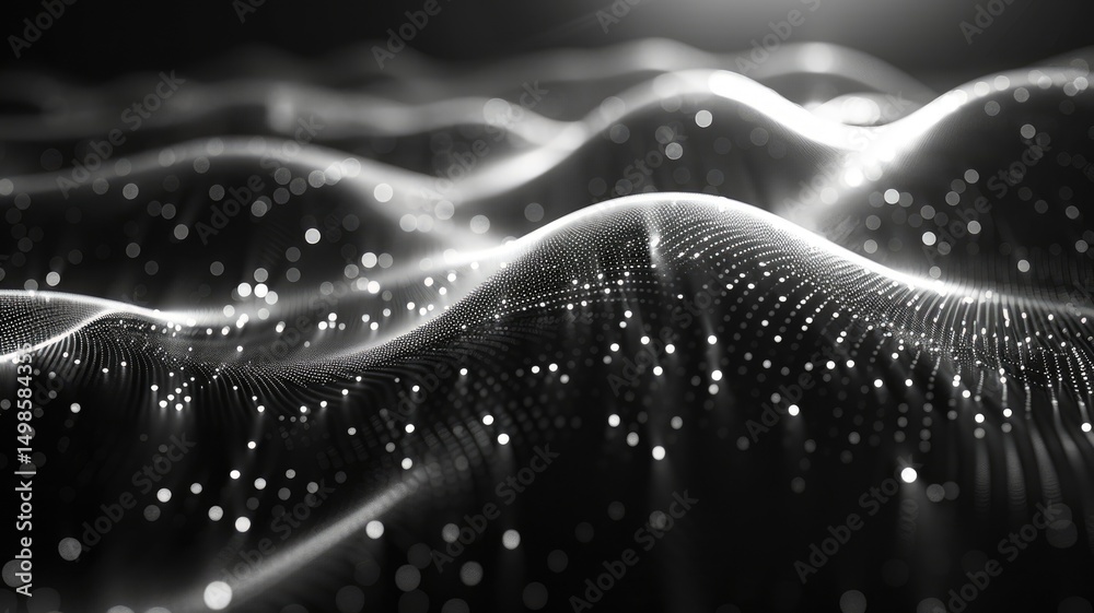 Poster abstract picture of neon light particle with digital technology style design connecting become dynam
