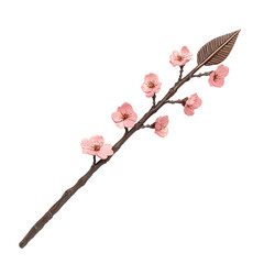 A Lacquered Arrow with Japanese Cherry Blossom Petal Isolated on Transparent Background