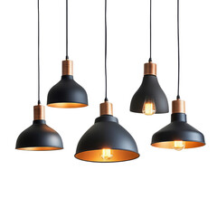Modern Hanging Pendant Lights Isolated on Transparent Background

