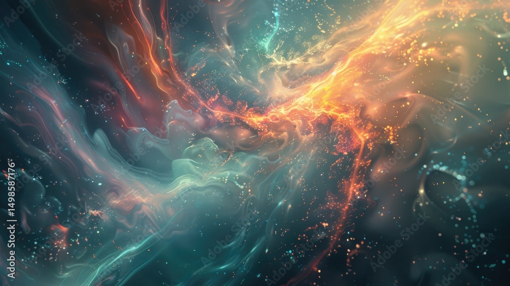 Poster abstract of wonderful colorful wave in nebula style design connect and flow express energy dynamic r