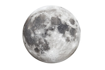 Obraz premium High-resolution full moon with detailed craters and lunar surface features, cut out