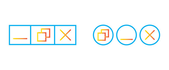 Browser web button icons. Close window icon. Maximize, minimize full icons set, minimize and maximize icon