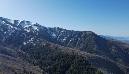 Fototapeta premium Aerial Spring Sunrise Hiking Views of Malans Peak Ogden Utah
