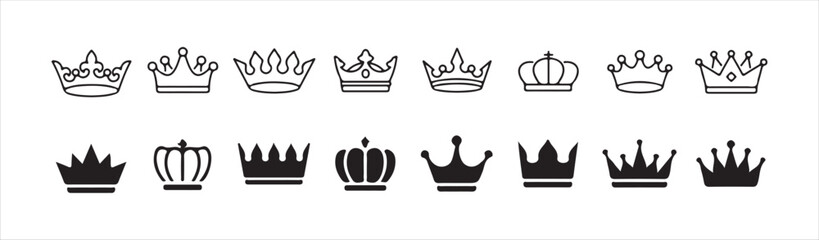 Elegant Royal Crown Icon Set
