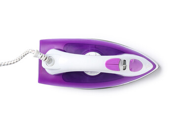 Modern electric iron on white background