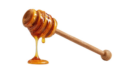 Title: Honey Dipper with Delicious Honey Dripping &ndash; Transparent Background

