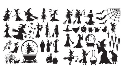 Obraz premium Set of halloween silhouettes icon 