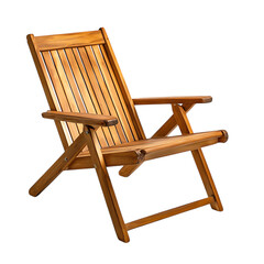Elegant Modern Wooden Beach Chair with a Sleek Fold Isolated on Transparent Background