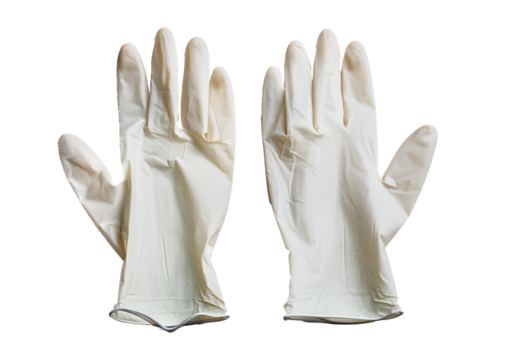 Pair of thin latex medical gloves Isolated on transparent or white background