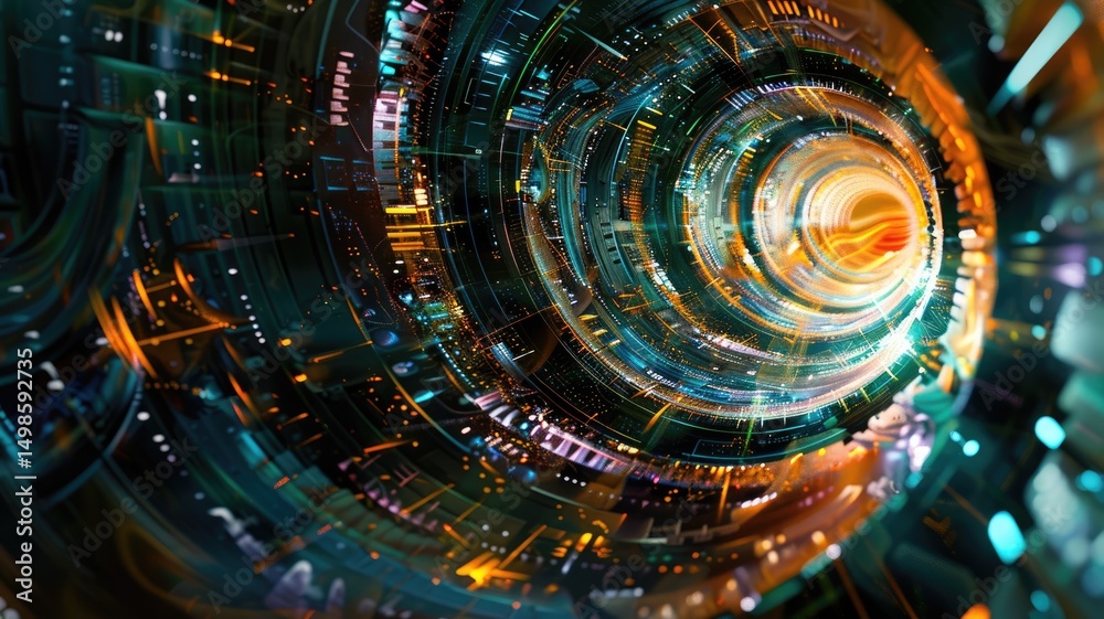 Poster discover a vibrant, abstract representation of futuristic data visualization. this dynamic design fe