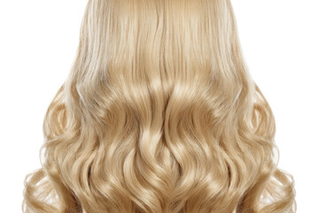 Fototapeta premium Long blonde wavy hair on caucasian female adult with smooth texture, cut out