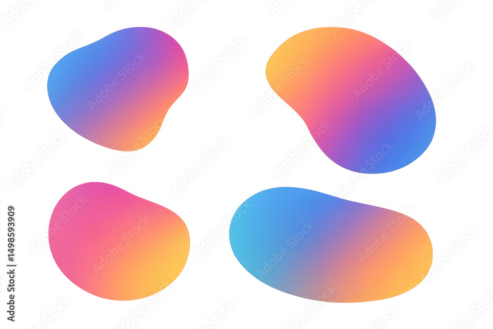 Poster four colorful gradient shapes creating a modern and vibrant design on a transparent background