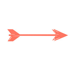 Minimalistic Arrow with a Sleek Outline in Vibrant Red Isolated on Transparent Background