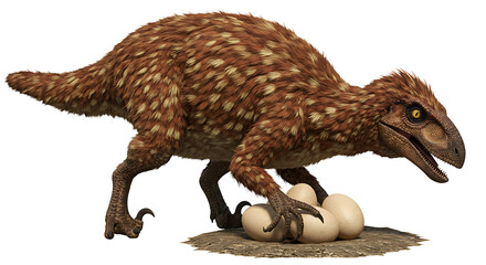 Obraz premium Feathered Dinosaur Nesting: A Detailed Artistic Rendering