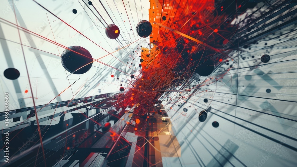 Poster abstract picture micro light sparkling particle represent data flow vivid flowing wave with high tec