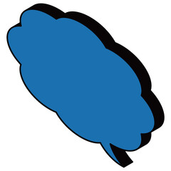 雲形吹き出し　アイソメトリック　青　青色