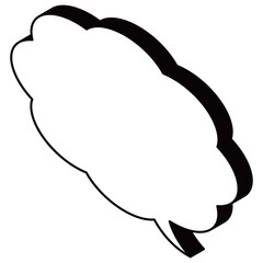 雲形吹き出し　アイソメトリック　白　白色