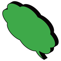 雲形吹き出し　アイソメトリック　緑　緑色