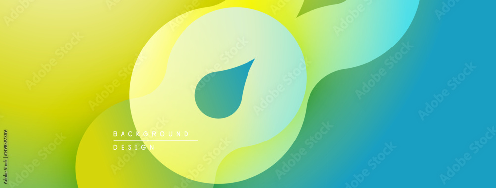 Aufkleber Abstract gradient background. Yellow transitions to turquoise. Overlapping circular shapes create dynamic visual effect. Minimalist design.