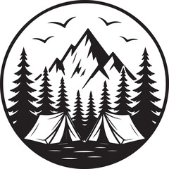 Tent Under Starry Sky Silhouette

Campfire by the Lake Vector Scene

Hiker Resting at Campsite Design

Family Camping in Forest Silhouette

Nighttime Tent Adventure Vector