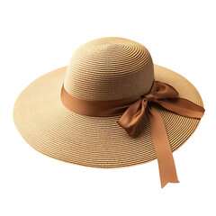 Radiant Wide Brim Sun Hat with a Sun Kissed Finish Isolated on Transparent Background