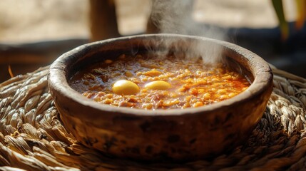 Delicious and Aromatic Stew with Boiling Eggs Served in Bowl