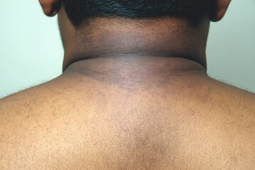 Acanthosis Nigricans Neck Darkening Photo: Close-up of Dark Skinned Man