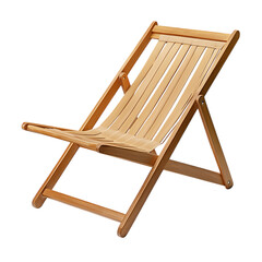 Minimalist Foldable Wooden Beach Chair with a Sleek Isolated on Transparent Background