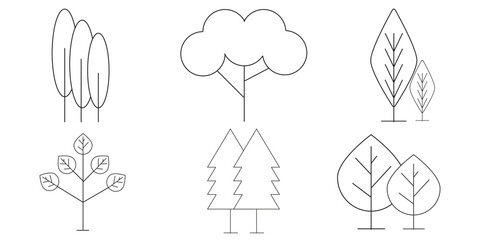 Tree and Forest Icons set. Nature concept. Vector illustration.