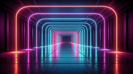 Journey into a neon dreamscape futuristic tunnel vision with radiant glow captivating exploration