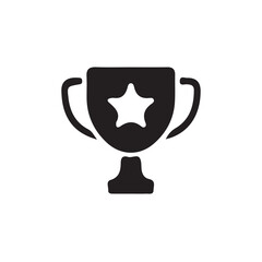 Black Star Award Cup Icon | Flat Vector Trophy Symbol for Winner & Recognition Themes