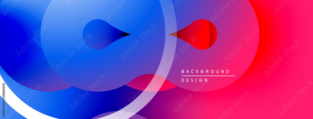 Poster abstract fluid shapes, vibrant gradients. blue transitions to red. modern design, smooth curves, dyn