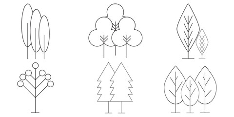 Tree and Forest Icons set. Nature concept. Vector illustration.