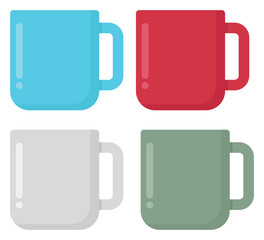 Flat icon of coffee mugs isolated on white background.