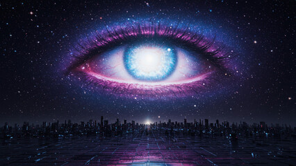 The Cosmic Eye Watching Over a Futuristic World