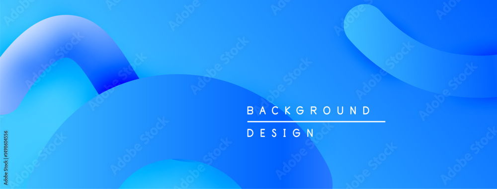 Poster Abstract blue background. Smooth shapes overlap creating dynamic visual effect. Modern design element for presentations, websites.