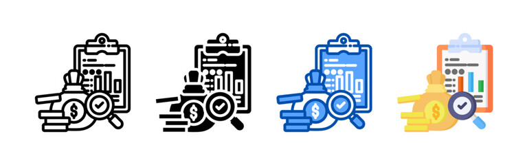 Evaluation investment icon set bundle. Multi style icon collection perfect for websites, apps, and presentations. Simple vector icon collection