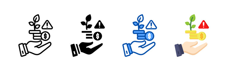 Fototapeta premium Investment risk icon set bundle. Multi style icon collection perfect for websites, apps, and presentations. Simple vector icon collection